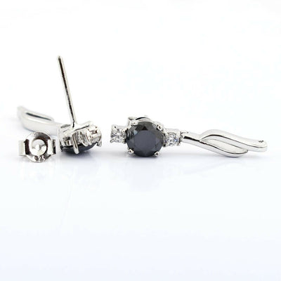 2.60 Ct Certified Black Diamond Stud In Dangler Style with Diamond Accents - ZeeDiamonds