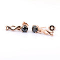 1.70 Ct, Rose-Cut Black Diamond Studs In Dangler Style, Latest Design - ZeeDiamonds