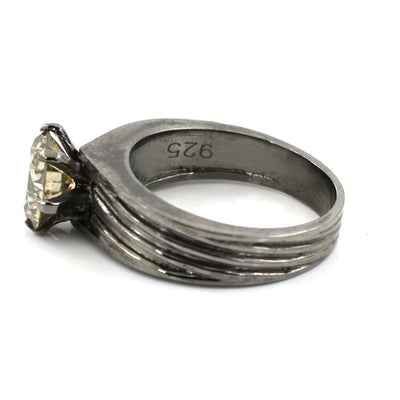 3.15 Ct Certified Champagne Diamond Ring In Black Finish - ZeeDiamonds