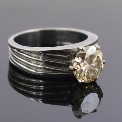 3.15 Ct Certified Champagne Diamond Ring In Black Finish - ZeeDiamonds