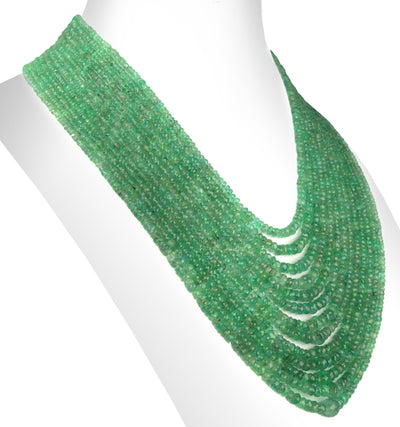 3 - 5 mm Rare 13 Strand Emerald Gemstone Beads Necklace For Gift, - ZeeDiamonds