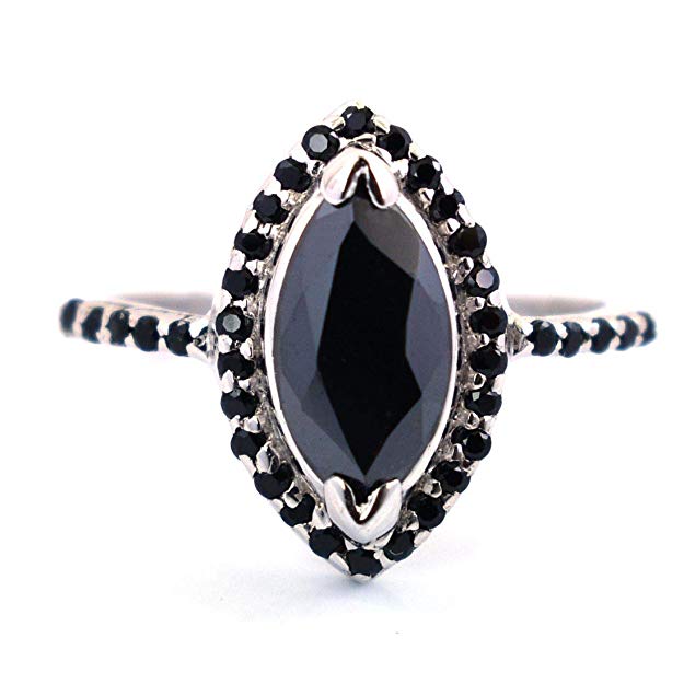 1.70 Ct Marquise Shape Black Diamond with Black Accents - ZeeDiamonds