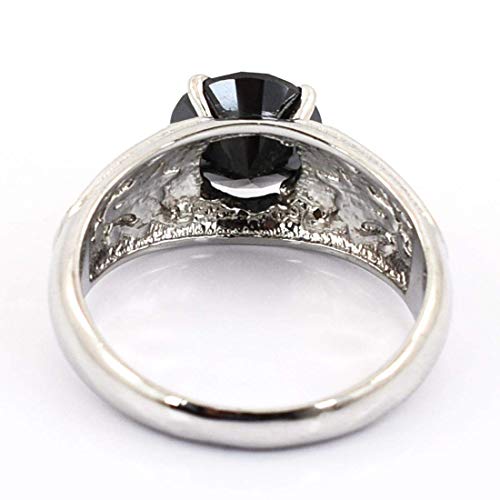 2.5 Cts Certified Black Diamond 925 Sterling Silver Designer Ring For Gift - ZeeDiamonds
