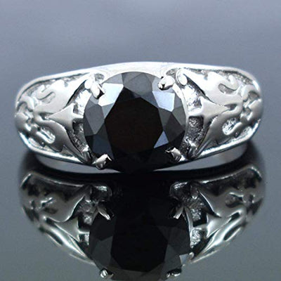 2.5 Cts Certified Black Diamond 925 Sterling Silver Designer Ring For Gift - ZeeDiamonds