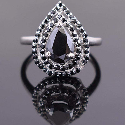 1.70 Cts Certified Pear Shape Black Diamond with Black Accents - ZeeDiamonds