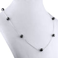 Single Row Black Diamond Chain Necklace in Sterling Silver - ZeeDiamonds