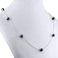 Single Row Black Diamond Chain Necklace in Sterling Silver - ZeeDiamonds