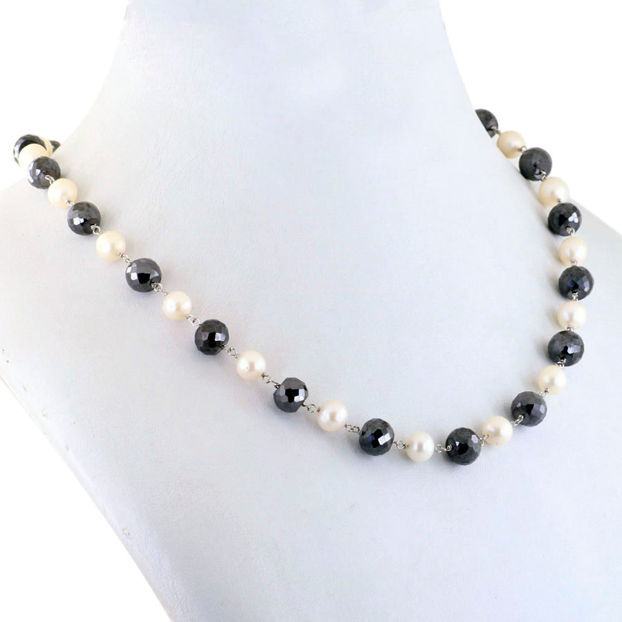Single Row Black Diamond Chain Necklace in Sterling Silver.AAA - ZeeDiamonds