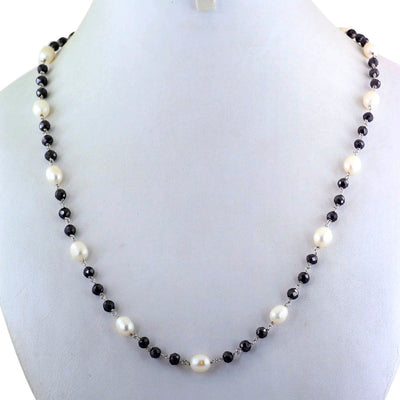 Single Row Black Diamond Chain Necklace in Sterling Silver - ZeeDiamonds