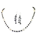 5mm Black Diamond Necklace With Oval Pearls & Matching Dangler Earrings - ZeeDiamonds