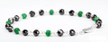 4- 5 mm Black Diamond With Emerald Beads Bracelet  925 Sterling Silver - ZeeDiamonds