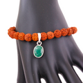 Five Face Rudraksh Bracelet With Emerald Charm - ZeeDiamonds