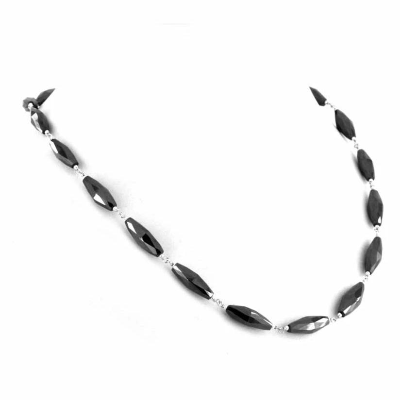 Certified 6 mm Round Black Diamond Beaded Necklace - Great Shine & Luster!  16 to 28 options.