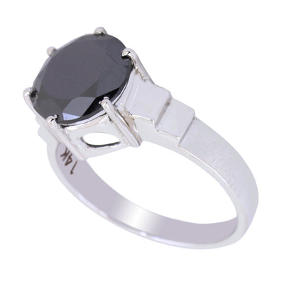 2.50 Carats Round Shape Black Diamond Designer Ring In Sterling Silver - ZeeDiamonds
