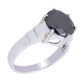 2.50 Carats Round Shape Black Diamond Designer Ring In Sterling Silver - ZeeDiamonds