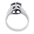 2.50 Carats Round Shape Black Diamond Designer Ring In Sterling Silver - ZeeDiamonds