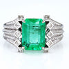 Emerald Gemstone Statement Ring With VVS White Diamond Accents - ZeeDiamonds