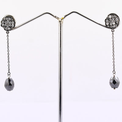 9 mm Black Diamond Studs, Drop Earring With Diamonds Accents - ZeeDiamonds