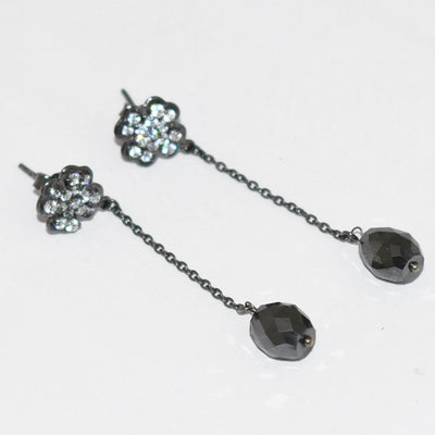 9 mm Black Diamond Studs, Drop Earring With Diamonds Accents - ZeeDiamonds