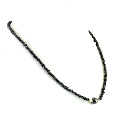 4-5 mm single row Rough Black Diamond Beads Necklace - ZeeDiamonds