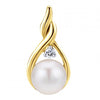 Designer Pearl Pendant with White Diamonds in 14kt Gold - ZeeDiamonds