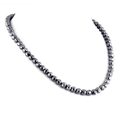 Certified 6 mm Round Black Diamond Necklace for Women's - ZeeDiamonds