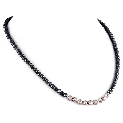 Unique Style 5 mm Black and Champagne Diamond Necklace - ZeeDiamonds