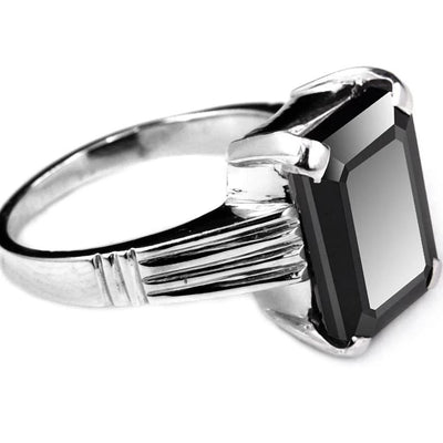 7-10 Ct Radiant Cut Black Diamond Designer Ring for Men's - ZeeDiamonds