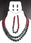 Ruby & Emerald Gemstone Necklace with Matching Bracelet with Earrings For Gift - ZeeDiamonds