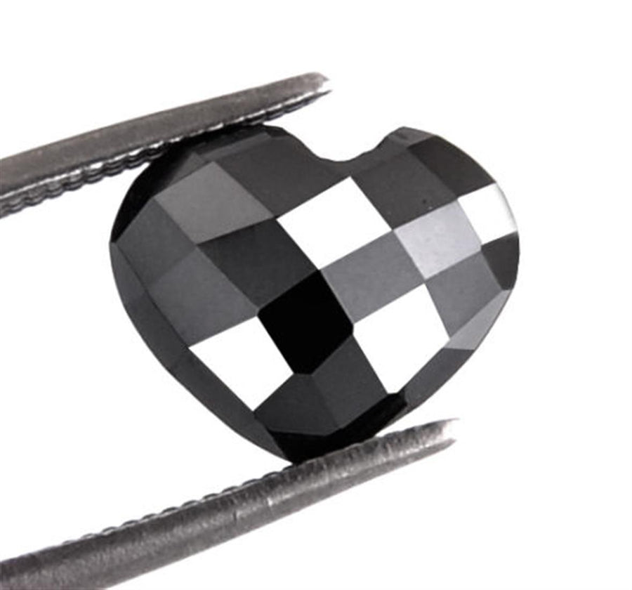Heart Checker Cut 3.30 ct.Earth mined CERTIFIED Black Diamond Solitaire - ZeeDiamonds