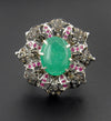 Victorian Style Emerald Ring With Rose Cut Diamonds - ZeeDiamonds