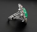 Victorian Style Emerald Ring With Rose Cut Diamonds - ZeeDiamonds