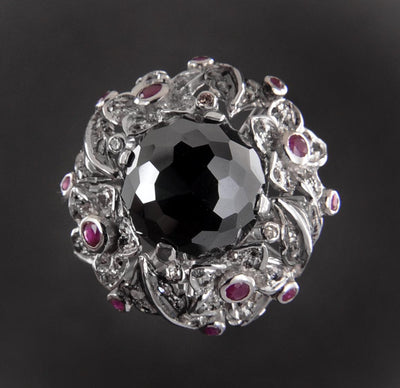 3 Ct Victorian Style Black Diamond Accents Ring for Women's - ZeeDiamonds