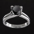 2 Ct Certified Round Brilliant Cut Black Diamond Solitaire Ring, Stylish Design - ZeeDiamonds