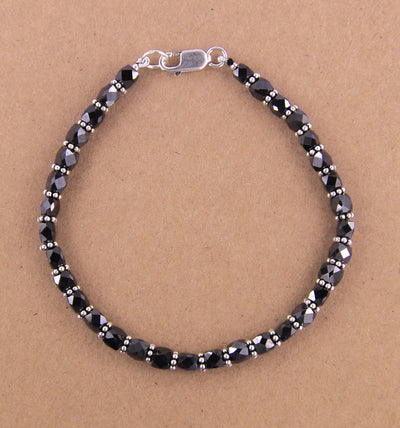 35 Cts Certified Black Diamond & Silver Goli Designer Bracelet For Women's - ZeeDiamonds