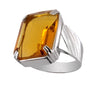 Certified Yellow Citrine Gemstone Men's Ring in Sterling Silver - ZeeDiamonds