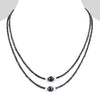 Two Row 3mm Black Diamond Necklace With 10mm Bead - ZeeDiamonds