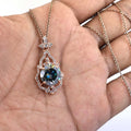 4.2 Ct AAA Certified Blue Diamond Pendant With White Accents, Great Shine & Luster ! - ZeeDiamonds