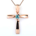 Certified 1.00 Ct Blue Diamond Solitaire Cross Pendant In Rose Gold, Amazing Shine & Bling ! - ZeeDiamonds