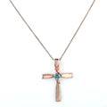 Certified 1.00 Ct Blue Diamond Solitaire Cross Pendant In Rose Gold, Amazing Shine & Bling ! - ZeeDiamonds