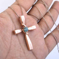 Certified 1.00 Ct Blue Diamond Solitaire Cross Pendant In Rose Gold, Amazing Shine & Bling ! - ZeeDiamonds