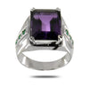 Certified Amethyst Gemstone Men's Ring With Emerald Accents - ZeeDiamonds