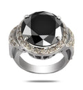 4 Ct Black Diamond Designer Ring With Diamond Accents, Beautiful Shine & Luster - ZeeDiamonds