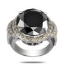 Certified 4 Ct Black Diamond Designer Ring With Diamond Accents, Beautiful Shine & Luster