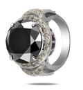 4 Ct Black Diamond Designer Ring With Diamond Accents, Beautiful Shine & Luster - ZeeDiamonds