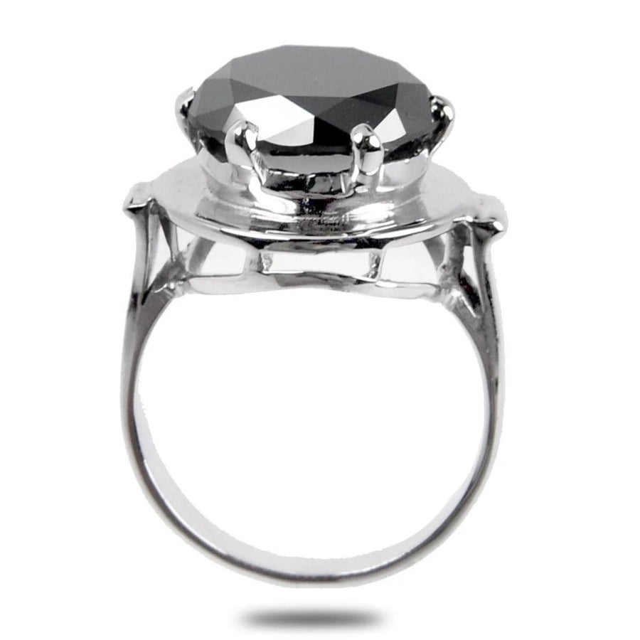 6 Ct Round Black Diamond Solitaire Designer Ring AAA Quality - ZeeDiamonds