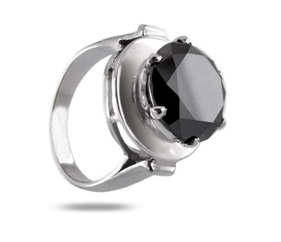 5 Ct Certified Black Diamond Solitaire Unisex Ring, Heavy Design & Shine - ZeeDiamonds