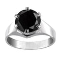 2.5 Ct Round Black Diamond Ring in 925 Sterling Silver - ZeeDiamonds