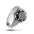 2.5 Ct Round Black Diamond Ring in 925 Sterling Silver - ZeeDiamonds