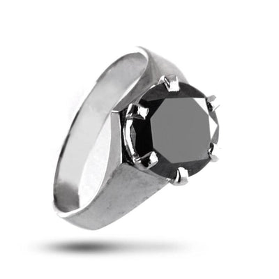 2.5 Ct Round Black Diamond Ring in 925 Sterling Silver - ZeeDiamonds